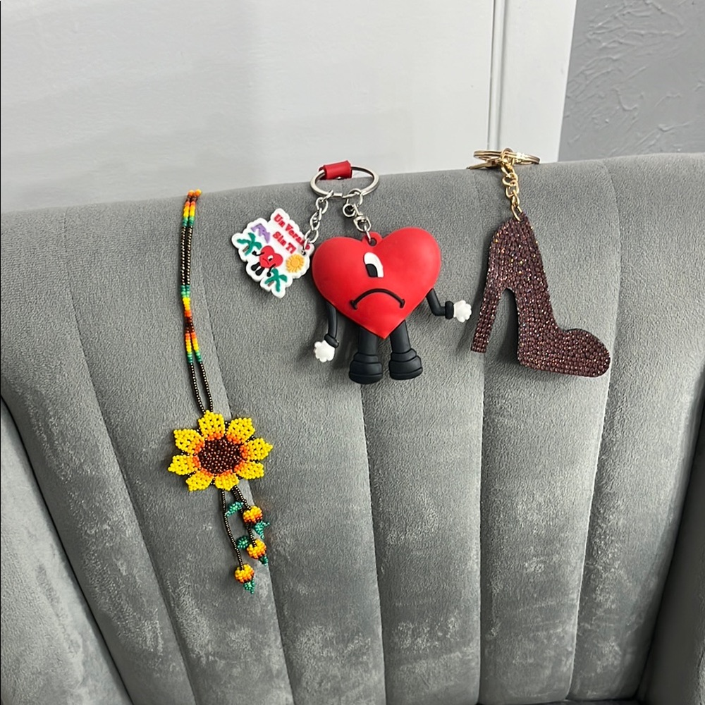 Heart and Shoe Keychains with Beaded Accessories